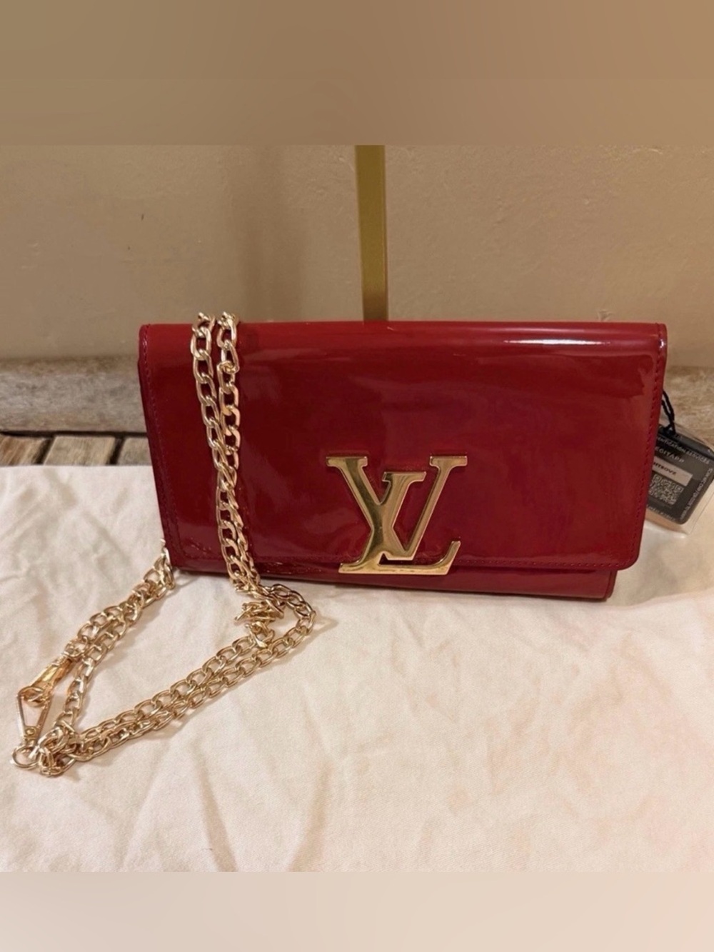 Louis Vuitton Red Patent Leather Chain Wallet
